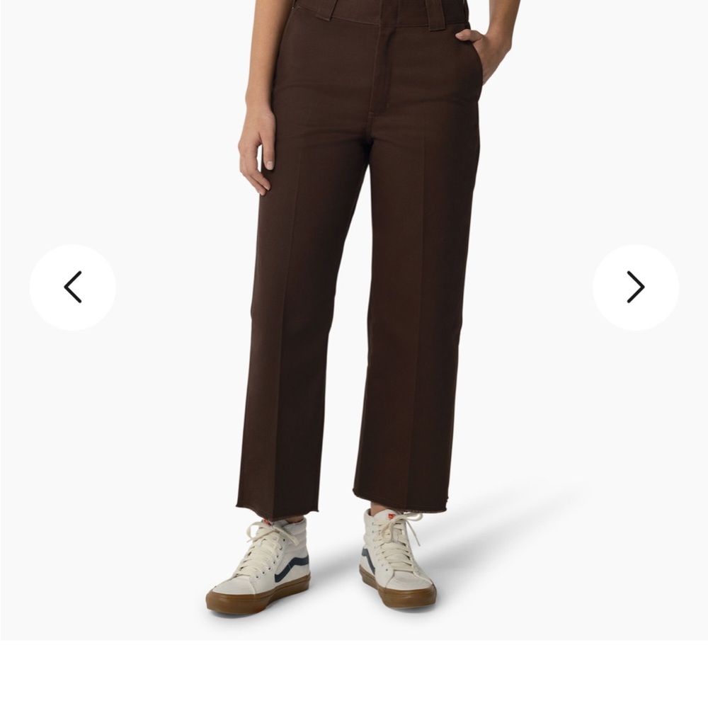 Dickies Brown Cropped Pants with Relaxed Fit and Subtle Texture
